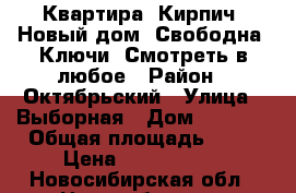 Квартира. Кирпич. Новый дом. Свободна. Ключи. Смотреть в любое › Район ­ Октябрьский › Улица ­ Выборная › Дом ­ 115/2 › Общая площадь ­ 41 › Цена ­ 2 100 000 - Новосибирская обл., Новосибирск г. Недвижимость » Квартиры продажа   . Новосибирская обл.,Новосибирск г.